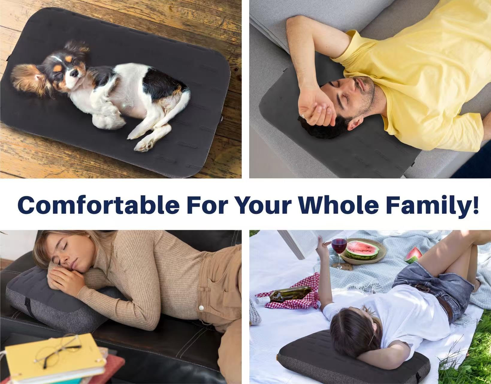 TREKOLOGY Camping Pillow - Large Inflatable (24"x15") for Home-Like Comfort, Portable & Ergonomic