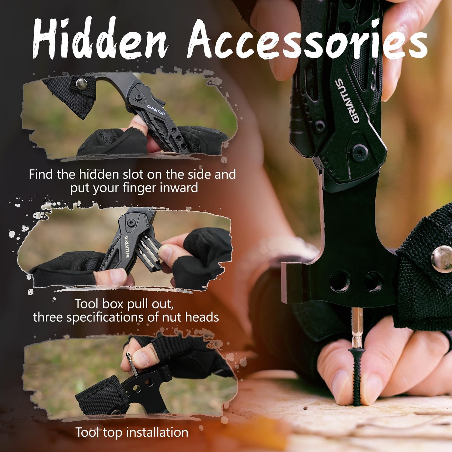 16 in 1 Multitool Camping Survival Gear with Axe Saw Pliers Whistle Hammer