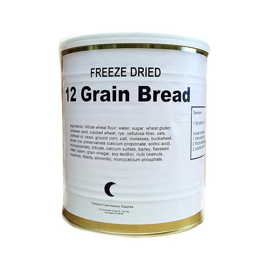 Freeze Dried 12-Grain Bread Can | Jarred and Packed Emergency Supply | Hunting, Survival, Camping, Backpacking Long Term Food Storage 25+ years shelf life | Easy Prep Survival Food 10 Size Cans (12-Grain Bread)