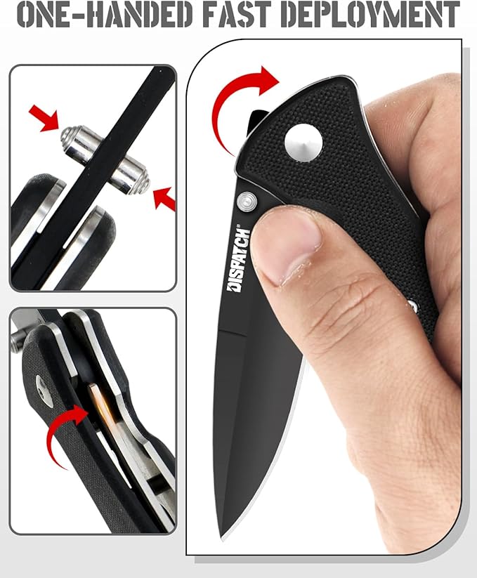 Folding Pocket Knife with Clip, 3.58" 8Cr13MoV Steel Drop Point Blade with G10 Handle, Liner Lock Pocket Knives for Men Outdoor Camping Hunting Hiking Survival Pocketknife