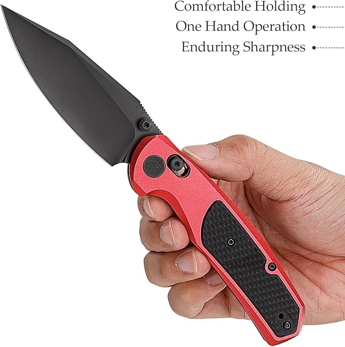 Crossbar Lock Knives，Folding Pocket Knife for Men, Camping EDC Knife with Clipï¼?.34??14C28N Steel, Thumb Stud Blade，Aluminium & G10 Handle.Hornet-08R