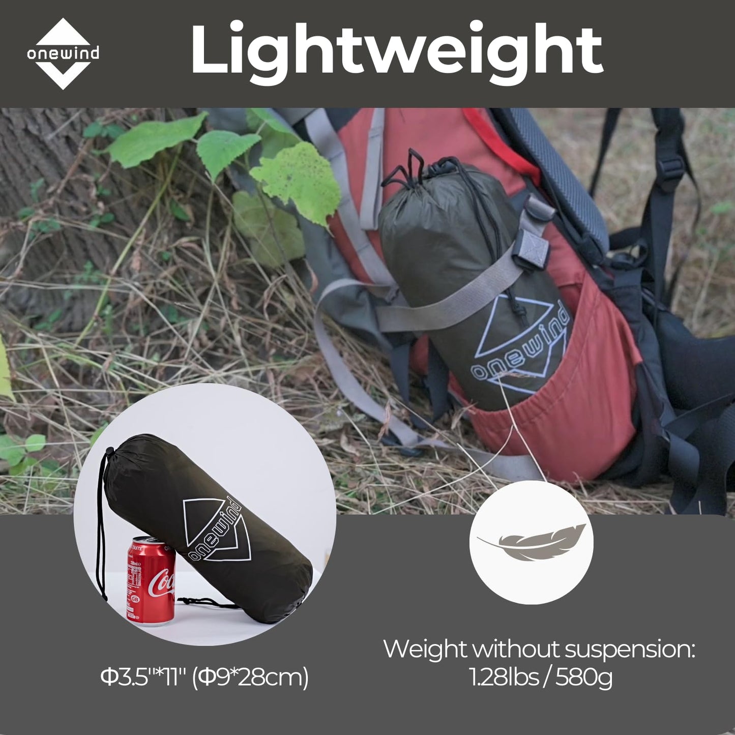 onewind 12×10ft Ultralight Camping Hammock Tarp, Hammock Rainfly with Doors