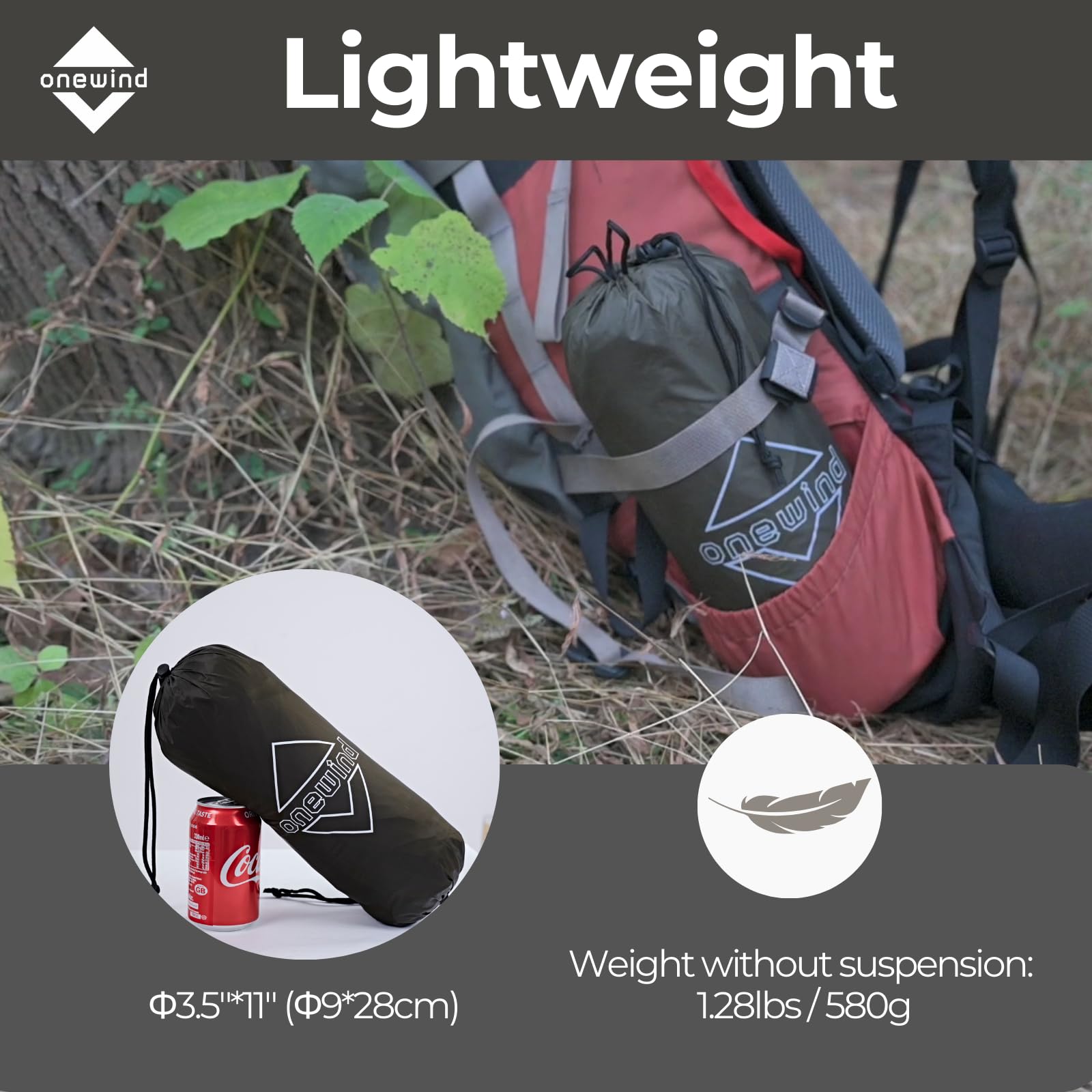 onewind 12×10ft Ultralight Camping Hammock Tarp, Hammock Rainfly with Doors