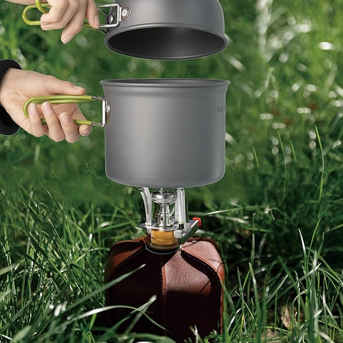 Camping Cookware Set, 4-Piece Portable Lightweight Cook Set for Outdoor Cooking & Boiling