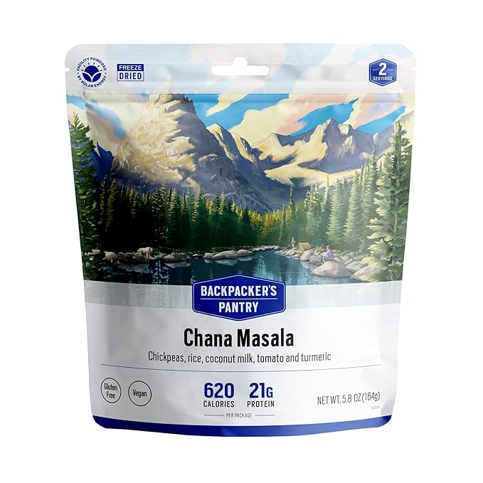 Backpacker's Pantry Chana Masala, 2 Servings Per Pouch, Freeze Dried Food, 14 Grams of Protein, Vegan, Gluten Free