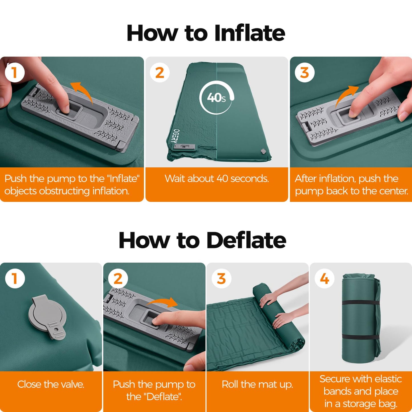 OGERY Self Inflating Sleeping Pad with Electric Pump, Memory Foam