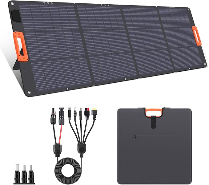 N-Type 16BB 200W Portable Solar Panel for Power Station,ETFE Foldable Solar Panel High 25% Efficiency IP68 Waterproof Solar Panels Kit for Outdoor Camping RV Backuot
