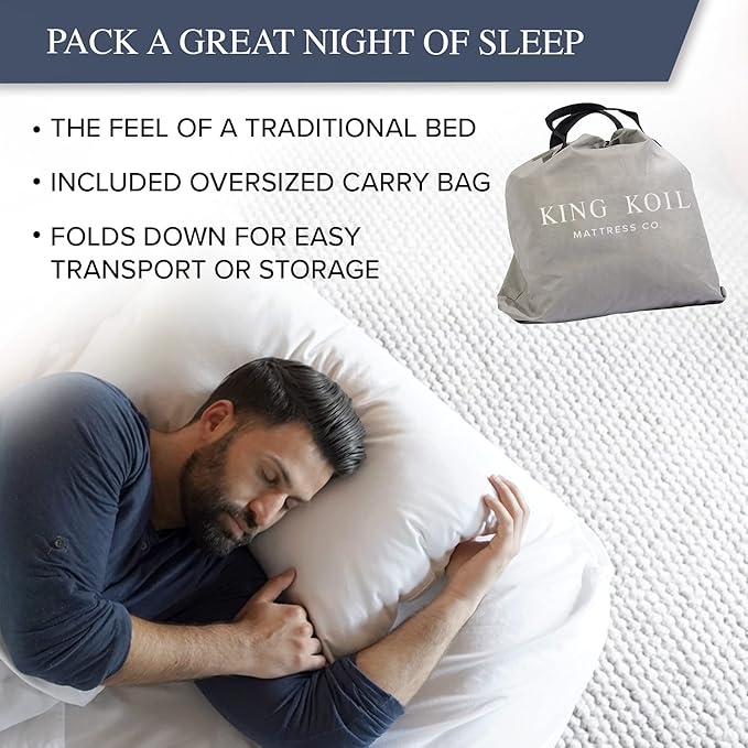 King Koil Plush Pillow Top Twin Air Mattress with Built-in High-Speed Pump for Camping, Home & Guests - 20??Twin Size Airbed Luxury Inflatable Blow Up Mattress, Waterproof, 1-Year Warranty