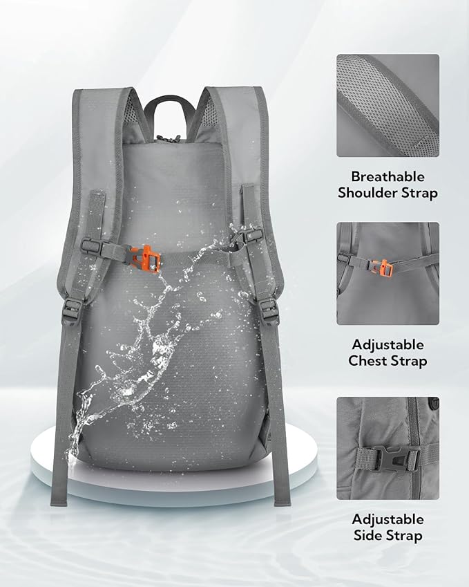 WATERFLY Hiking Foldable Daypack Backpack: 25/35L Ultra Lightweight Packable Waterproof Outdoor Travel Day Pack for Women Men