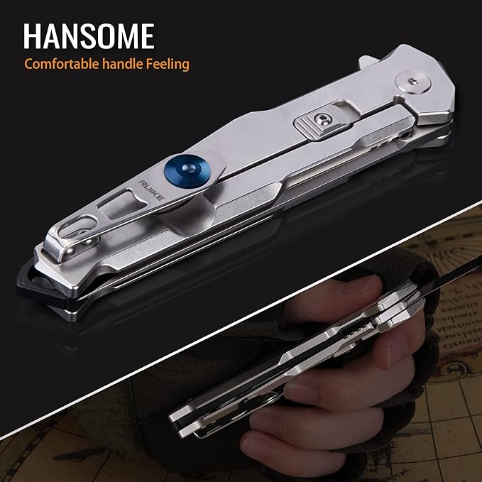 Tactical Folding Pocket Knife for men,14C28N Stainless Steel Blade,Frame Lock,G10 Handle,EDC Small Camping Knives Belt Clip Carry,Lightweight Survival Hunting Flipper Microtech Elemental Bushcraft Hiking Sharp Gear Tool Father Dad Gifts Ruike p108