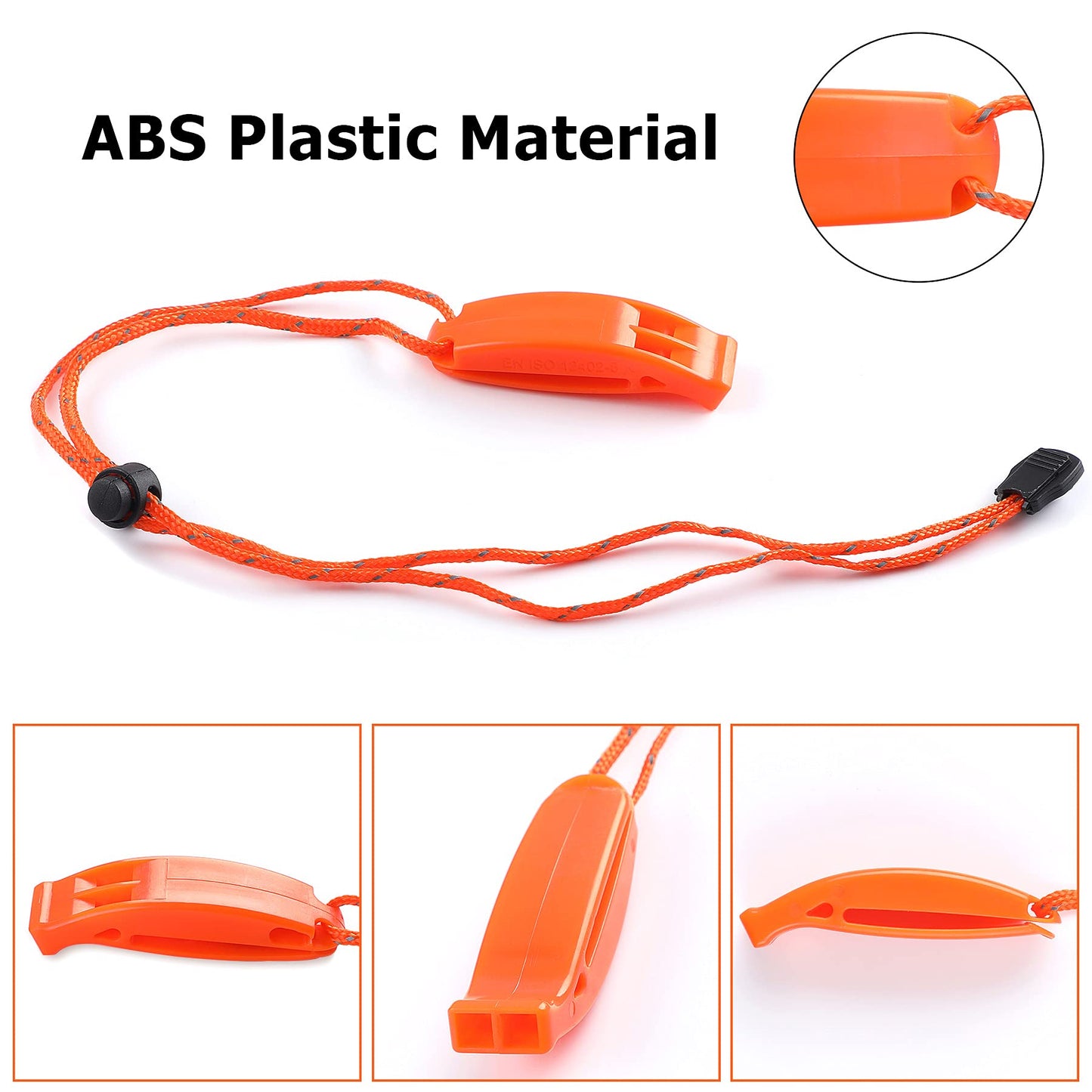 6 Pack Emergency Plastic Whistles Marine Safety Survival with Lanyard