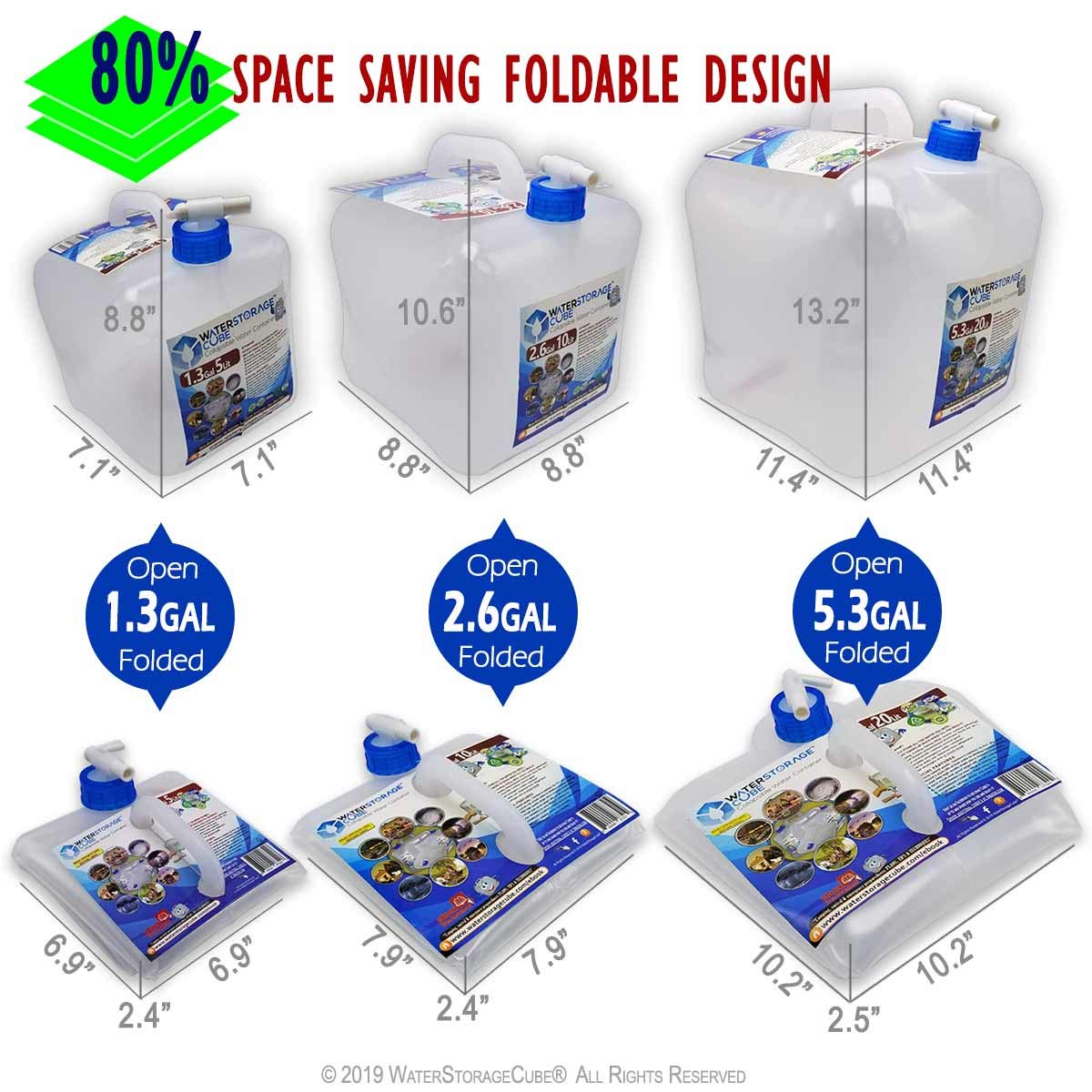 WaterStorageCube Collapsible Camping Water Container with Spigot, BPA Free