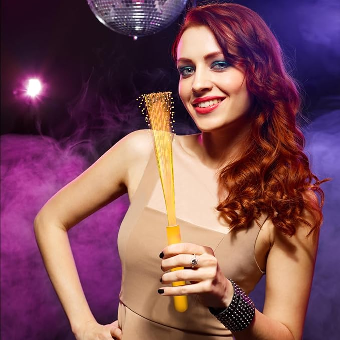 12Pack Orange Glow Sticks Light Up Fiber Optic Stick Glow Wands Bulk with 3 Flashing Models for Christmas Halloween Party Favors Birthday Wedding Concerts