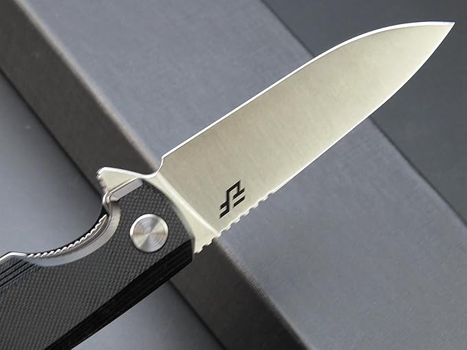 Eafengrow EF230 Folding Knife D2 Steel Blade G10 Handle Scales EDC Tool Knives for Outdoor Camping Hiking Working(black)