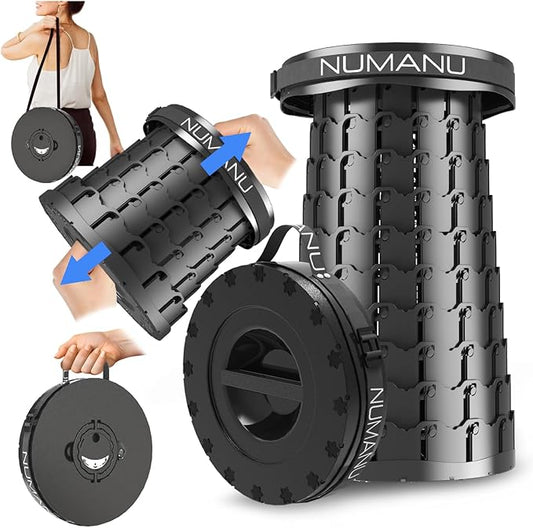 NUMANU 2025 Upgraded 19.7" XXL Collapsible Stool, 1000lbs Max Weight, Wider & Taller Pop Up Seat, Heavy Duty Portable Retractable Folding Chair or Travel Foot Rest, Gift for Camping & Outdoors