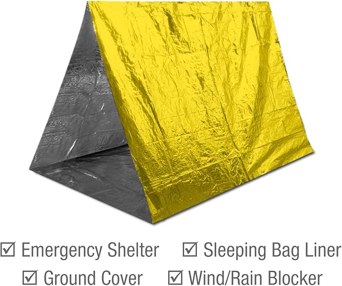 Swiss Safe 25 Pack Mylar Emergency Blankets for Survival - Compact & Insulated for Cold Weather - Designed for NASA, Outdoor, Running, Camping, Survival, First Aid Car Kit - Gold, 25 Pack