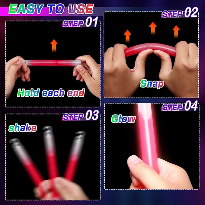 25 PCS Glow Sticks Bulk,6 Inch Glow in The Dark Sticks Party Supplies,Assorted Colors Party Light Sticks,Ultra Bright Glow Light Up Sticks for Kids and Adults Party Favors(8 Colors)