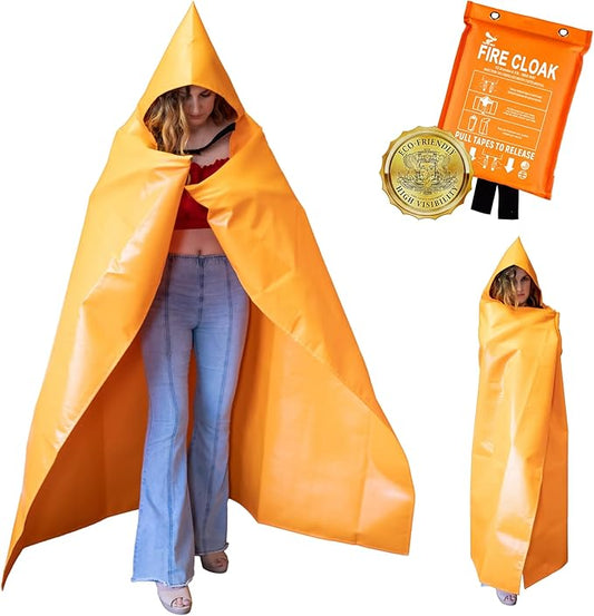 Supa Ant Silicone Fire Cloak for Fireproof Suit Emergency Blanket for Home and Kitchen - Emergency Poncho as Heat Shield Blanket -Fire Resistant Hoodie-Escape Suit with Cape and Hood (70x55 in.-Large)