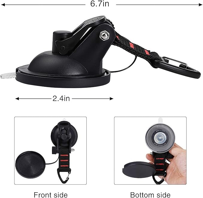 CONBOLA Suction Cups Hooks with 1/8" Adjustable Grow Light Hangers 13 ft with Reinforced Metal,Heavy Duty Ratcheting Pulley System for Camping Gardening and Various Tie-Down Uses.(4-Pack Set)