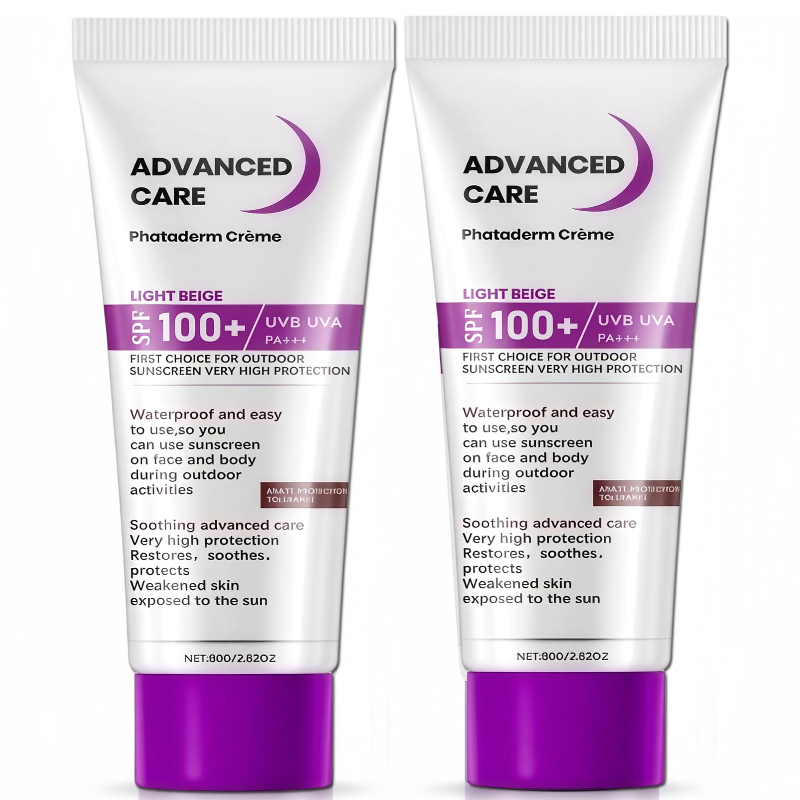 2 Pack SPF 100+ Sunscreen For Outdoor Sport - Face & Body Lotion, Broad Spectrum UVA/UVB PA+++