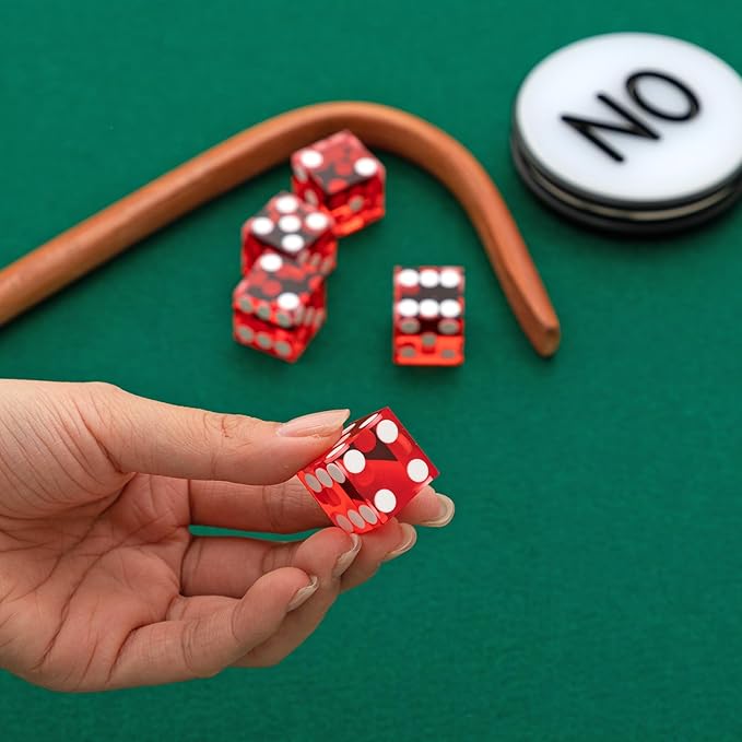 Leyndo Craps Tabletop Game Set, Includes 24" Craps Rattan Stick, Casino Grade AAA 19 mm Dice, 3" Craps ON/Off Poker Button for Craps Game Table