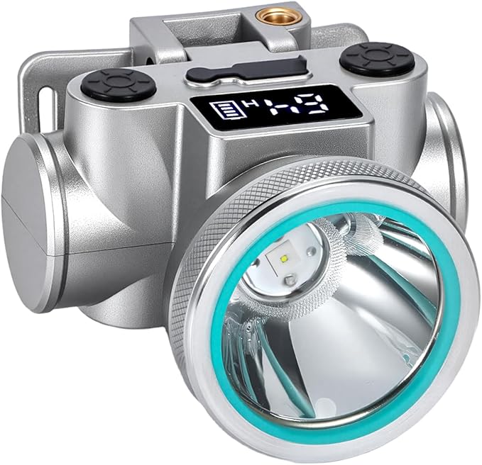 High Brightness LED Headlamp with Display Screen Rechargeable USB-C Waterproof Headlight with Runtime Indicator 4 Lighting Modes Light for Camping, Work, Hunting, Fishing (Mode 502 - White Light)