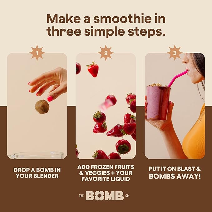 The Bomb Co. Blender Bomb, Java Jolt, Superfood Smoothie Mix With Coffee & Amino Acids for Energy Support, High Fiber 10 Servings