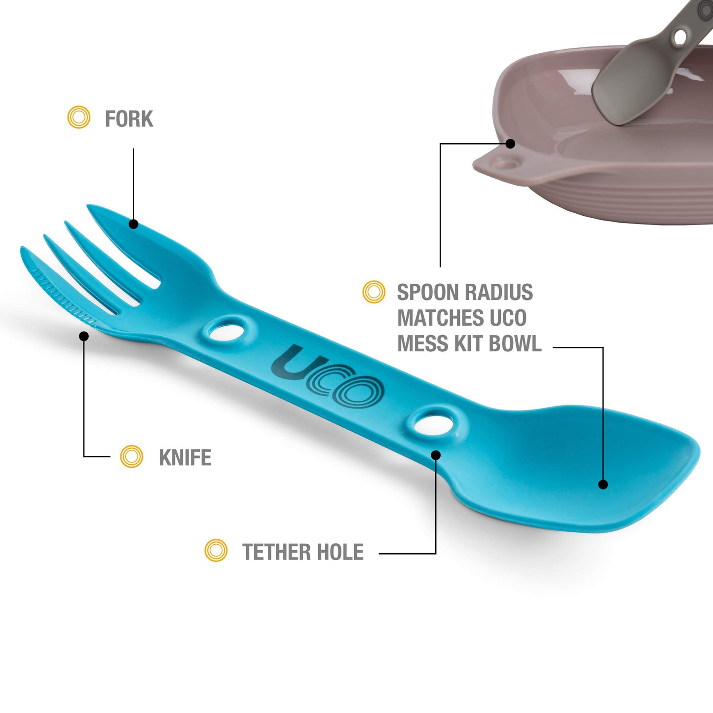 UCO Utility Spork Camping Spoon-Fork-Knife Utensil, 2 Pack