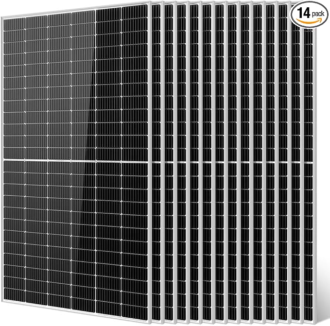 SUNGOLDPOWER 550W Solar Panel 14PCS,Monocrystalline,High Efficiency,IP68 Waterproof for Charging 12V/24V/36V/48V Battery on Roof,Yard,Farm,Marine,on/Off Grid System UL61730(Total 7700W)