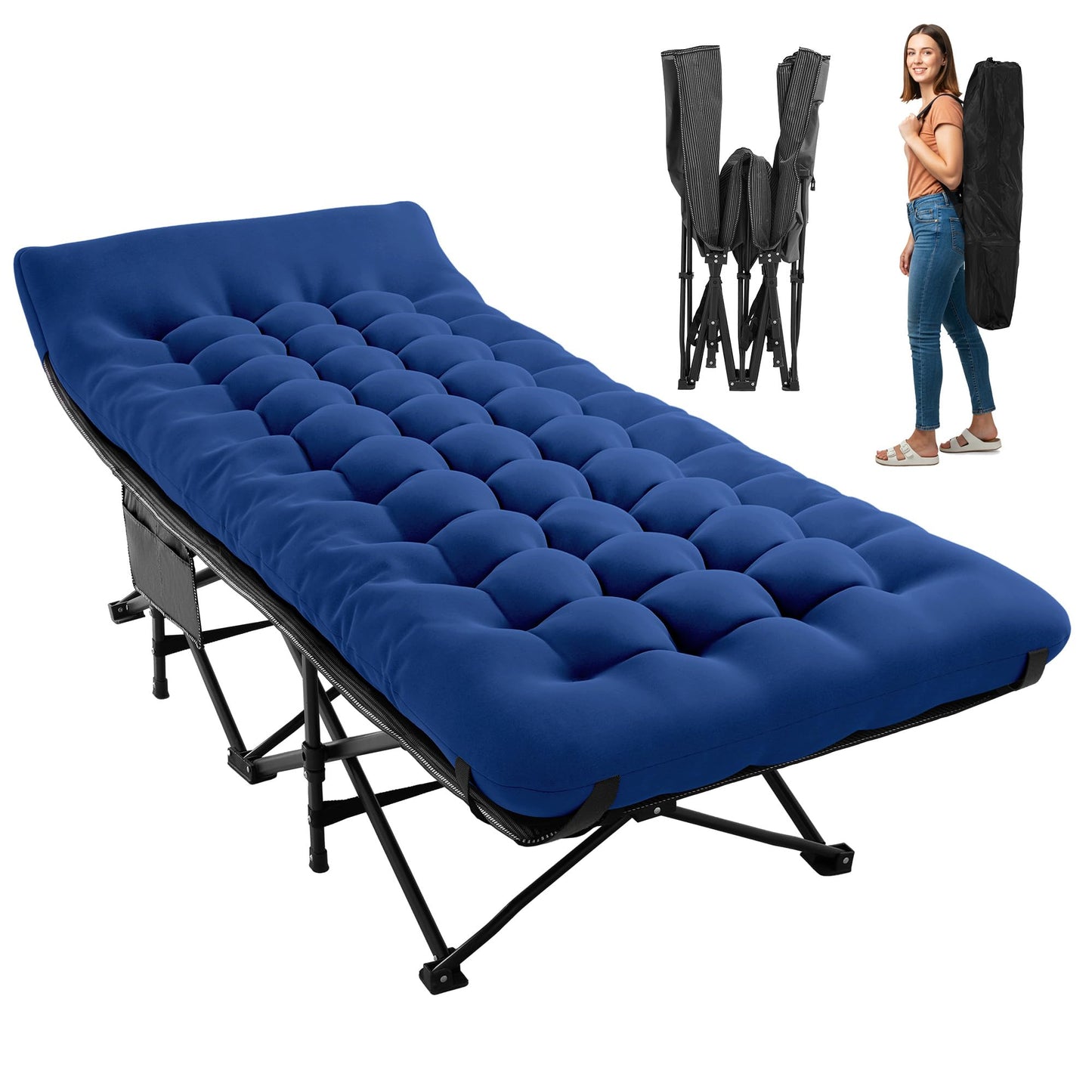 JEAREY Camping Cot for Sleeping 28" Extra Wide, Heavy-Duty 1200D Oxford Foliding Cots for Adults