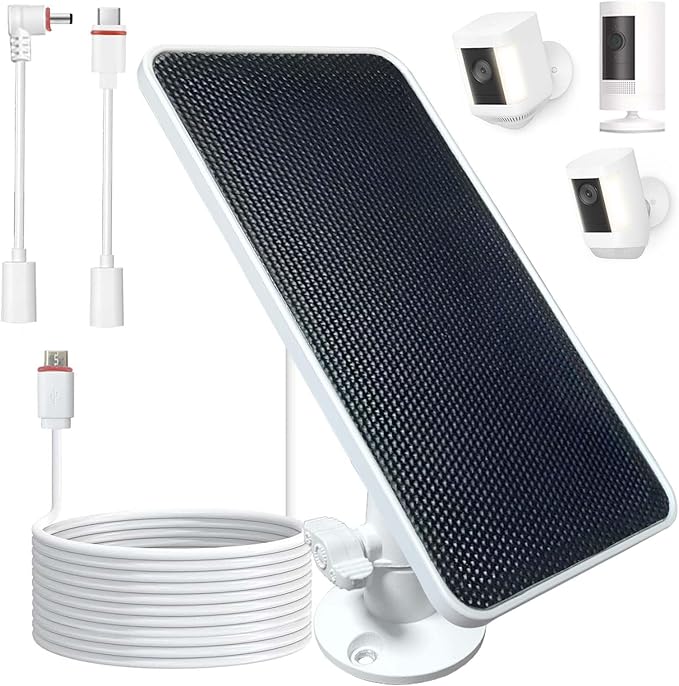 DIANMU Solar Panel for Ring Camera, Solar Panel Charger for Ring Spotlight Cam/Plus/Pro Battery, Stick Up Cam/Plus/Pro Battery, with 13FT Weatherproof Cable & Aluminium Alloy Mount (1 Pack)