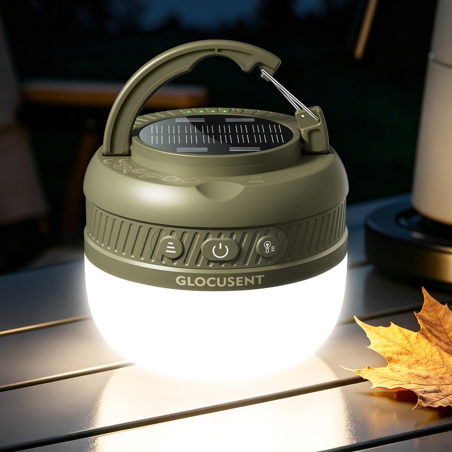 Glocusent 400H Camping Lantern, 5000mAh Rechargeable Lantern, Solar Pocket