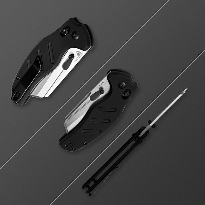 Kizer C01C Sheepdog Pocket Knife, 3.15" 154CM Blade EDC Folding Knife with Durable Black Aluminum Handle, Camping Knives with Clutch Lock, Hiking Survival Knives with Thumb Stud and Hole, V4488AC2