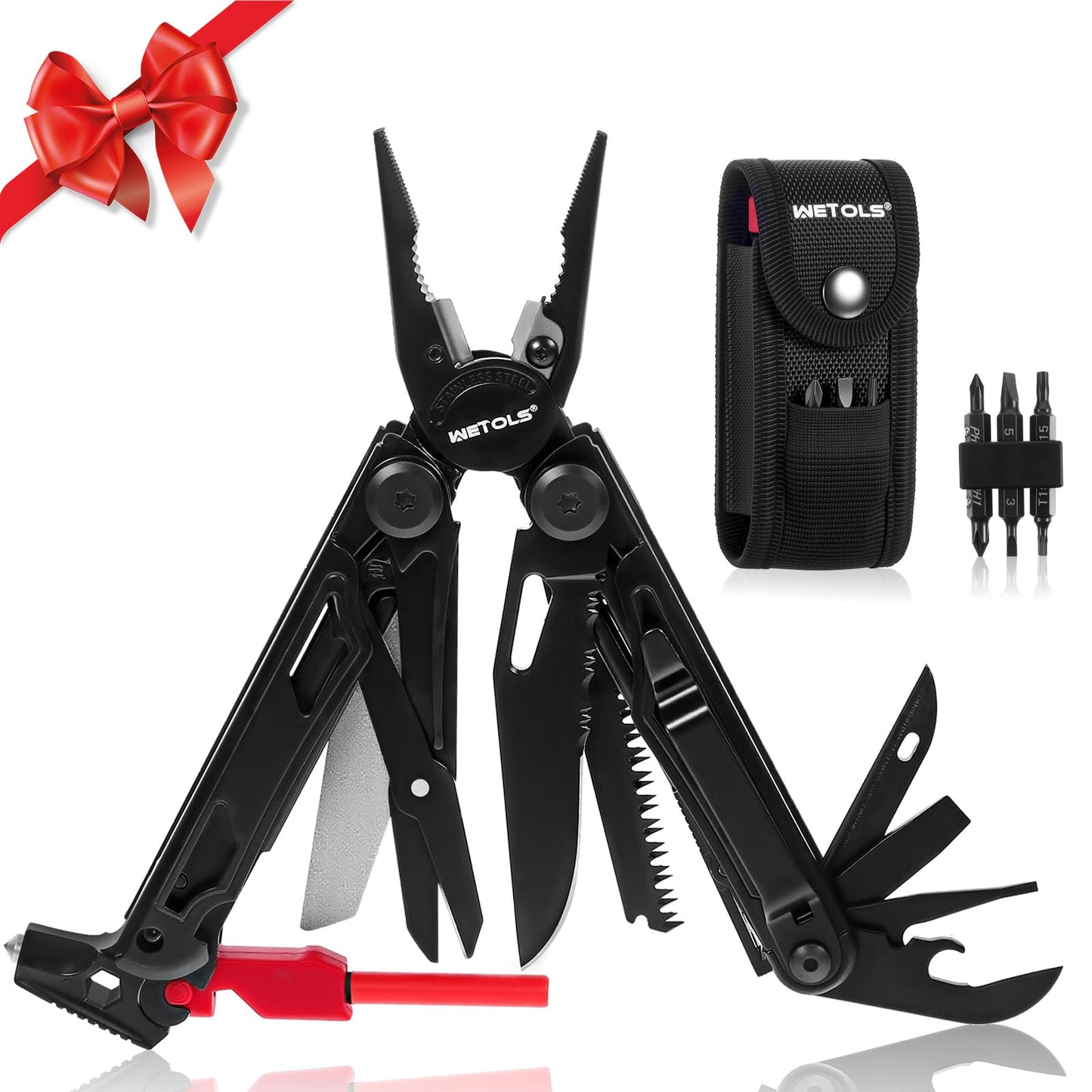 WETOLS Multitool with Pocket Knife, Stainless Steel Needle Nose Pliers