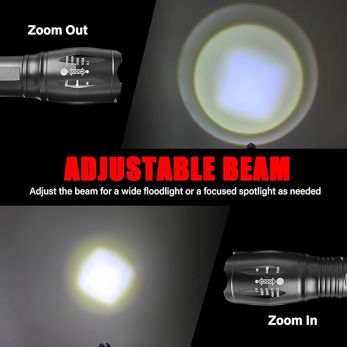 LED Tactical Flashlights - High Lumen, 5 Modes, Zoomable Beam, Mini Flashlights for EDC and Emergency Use,6-Pack