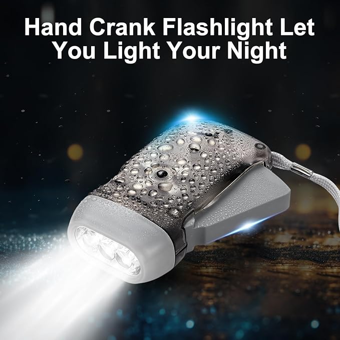 Treela 36 Pcs Hand Crank Flashlights Operation Christmas Bulk Items Squeeze Flashlight No Battery Required Torchlight 3 Powered Charging for Emergency(Green, Blue, Yellow, Grey)