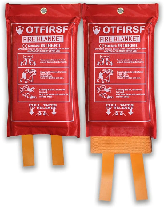 Emergency Fire Blanket for Home and Kitchen-Orange-A 2 Pack 39.3"x39.3" Silicone Fiberglass Fire Blankets Emergency for House Fireplace, Grill, BBQ,Camping,Warehouse Emergency Survival Safety