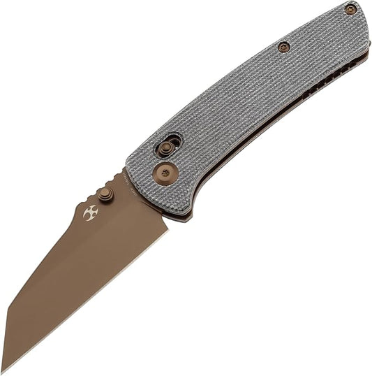 KANSEPT Main Street Pocket Folding Knife, 3.36''Rose Gold Coated 154CM Sharp Blade, Black Micarta Handle with Axis Lock and Thumb Stud, Clip for Camping Hiking Fishing Gift Everyday Carry T1015v11