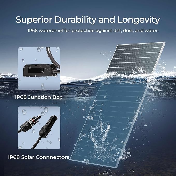 Renogy Solar Panels 1180W 12V/24V N-Type Bifacial Solar Panel 2PCS 590W Monocrystalline On/Off Grid Application Over 1000 Watt Solar Panel High Efficiency Durable for Homes Roof RV Boat Camping Black