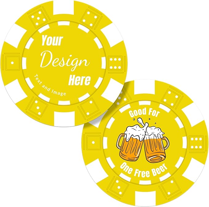 50 Custom Poker Chips,Personalized with Your Logo Image or Text,11.5g Clay Casino Chips for Events or Gifts