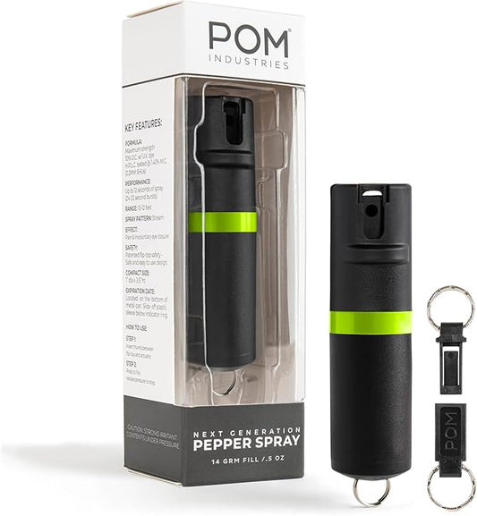 POM Pepper Spray Keychain, Quick Key Release for Instant Access, Flip Top Safety, Maximum Strength