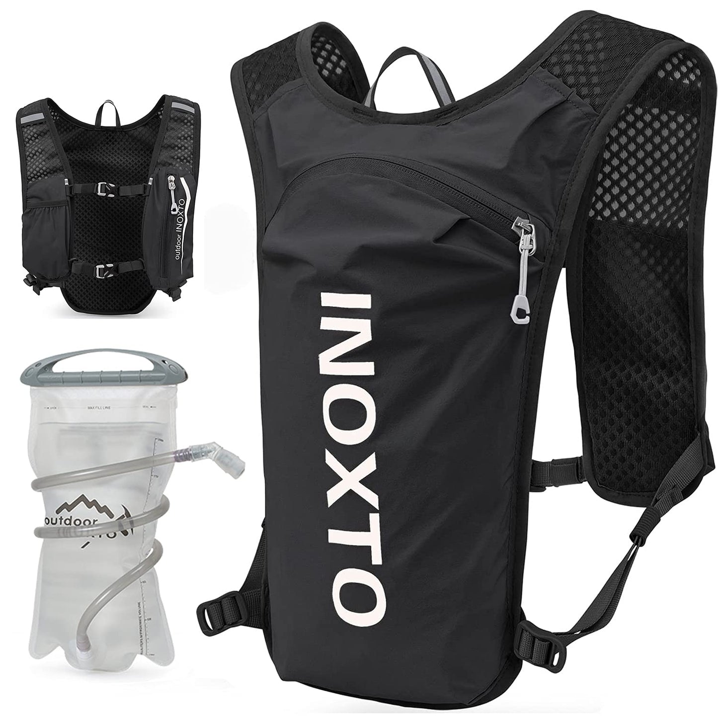 INOXTO Running Hydration Vest Backpack,Lightweight Insulated Pack with 1.5L Water Bladder Bag
