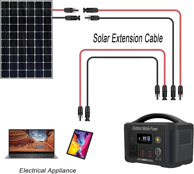 Solar Extension Cable Solar Panel Extension Cable Wire with Female and Male Connector Solar Panel Adapter,3ft 10AWG Red+Black Solar Wire for Solar Panels,RV,Boat.（1 Pairs Solar Cable）