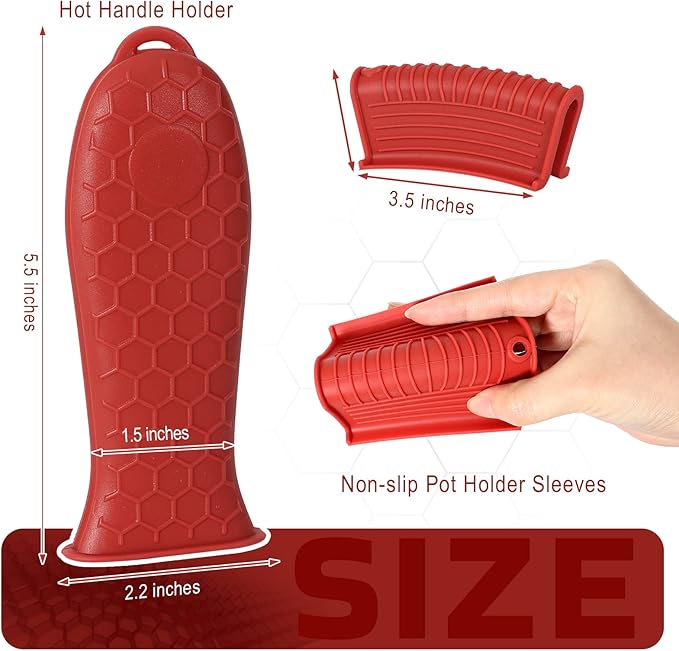 Joyhalo Cast Iron Handle Covers, 6 Pack Heat Resistant Silicone Handle Covers for Cast Iron Skillets and Pans