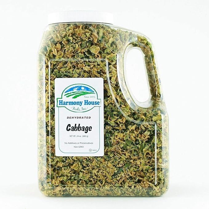 Harmony House Foods Dehydrated Cabbage Flakes - Air Dried Vegetables for Soup and Cooked Dishes, Great for Camping, Survival, and Backpacking, 24 Ounces