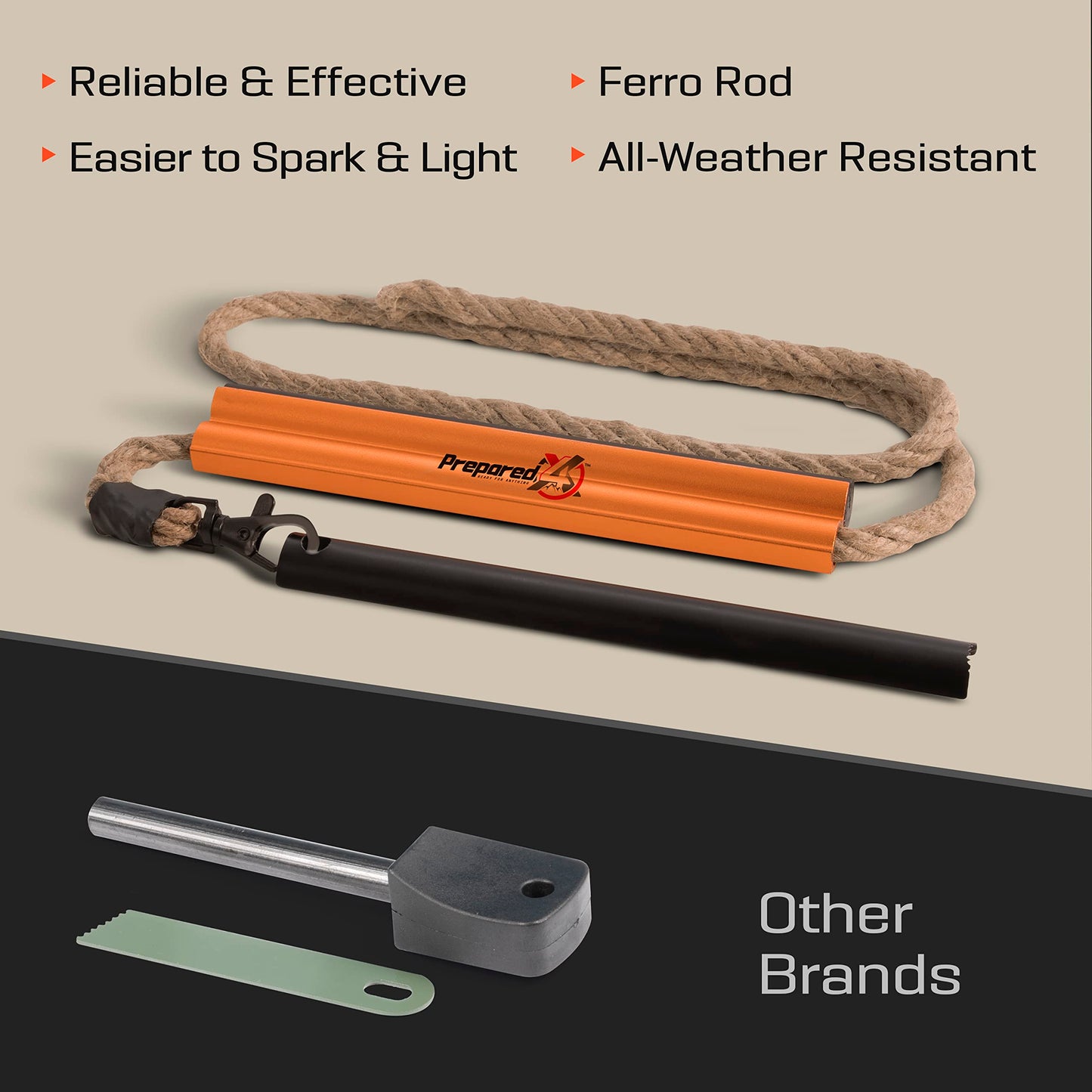Fire Starter Survival Tool - All-in-One Patented Flint and Steel Fire Striker Kit - Ferro Rod Fire