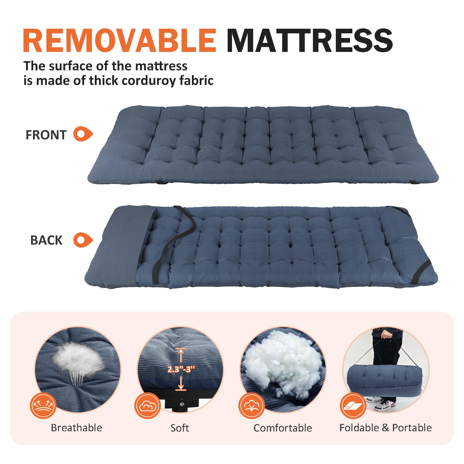 ATORPOK Camping Cot for Adults with Comfortable Cushion, Folding Bed