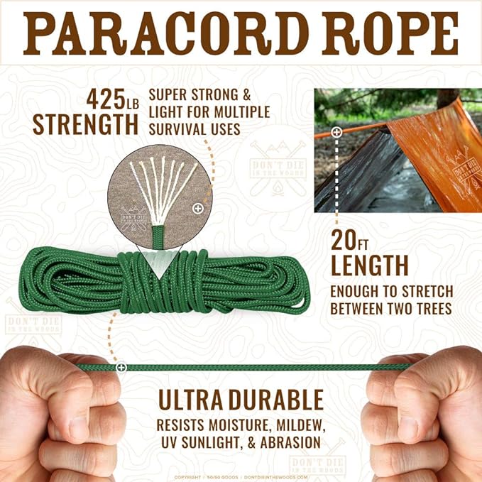 World's Toughest Ultralight Survival Tent ??2 Person Mylar Emergency Shelter Tube Tent + Paracord ??Year-Round All Weather Protection for Hiking, Camping, & Outdoor Survival Kits
