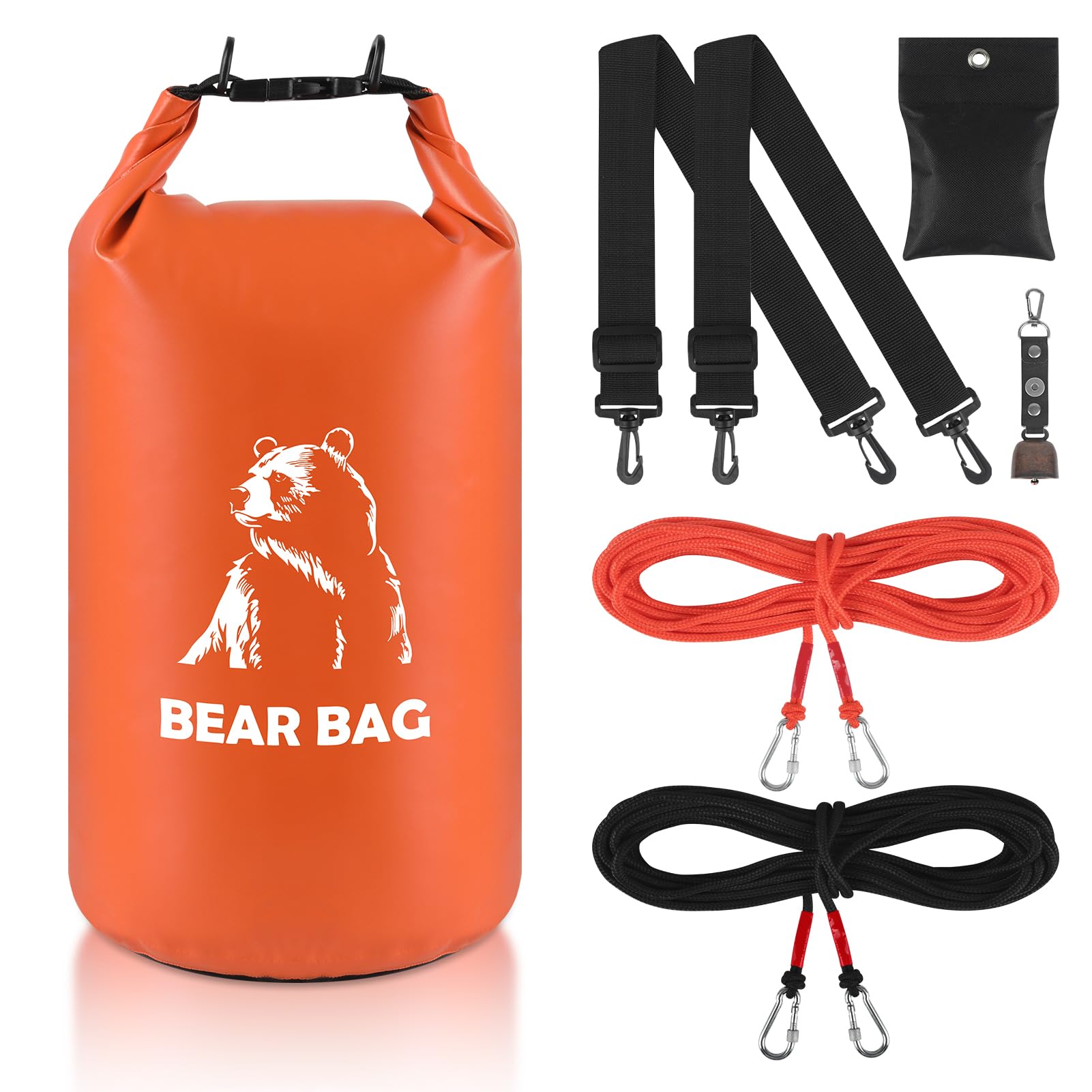 10L Bear Bags for Food Backpacking, Waterproof Bear Bag Hanging Kit, Orange