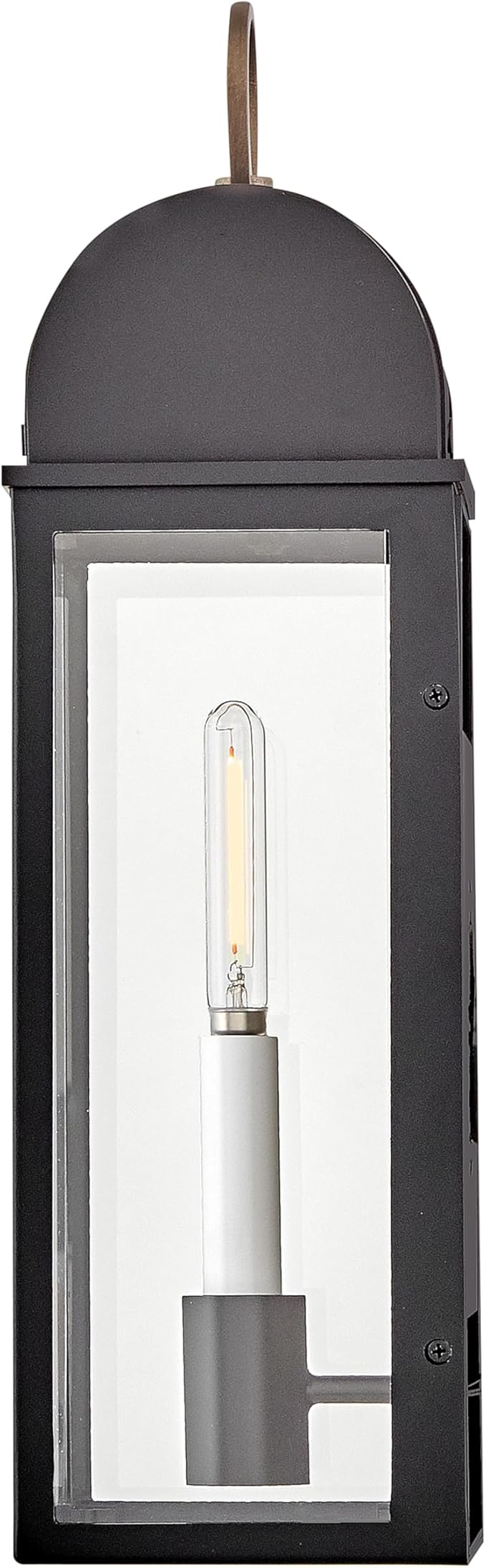 Hinkley Campbell Medium Wall Mount Outdoor Lantern - Clear Glass, Aluminum - Black Finish and Burnished Bronze Accents